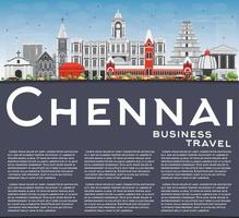 Chennai Skyline with Gray Landmarks, Blue Sky and Copy Space. vector