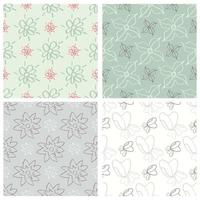 Set of four flower seamless patterns. vector