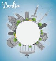 Berlin skyline with grey building, blue sky and copy space vector
