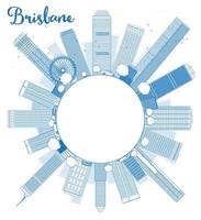 Outline Brisbane skyline with blue building and copy space vector