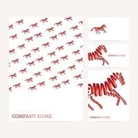 Set of business card and invitation card templates with red horse vector