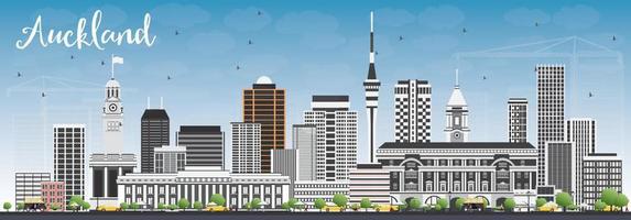 Auckland Skyline with Gray Buildings and Blue Sky. vector