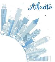 delinee el horizonte de atlanta con edificios azules y copie el espacio. vector