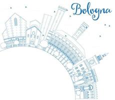 Outline Bologna Skyline with Blue Landmarks and Copy Space. vector