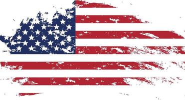 USA flag in grunge style. Brush stroke USA flag.Old dirty American flag. American Symbol. Raster illustration vector