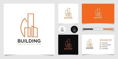 logotipo de bienes raíces de edificios creativos y vector premium de referencia de tarjeta de visita.