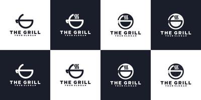 minimalist grill logo collection,logo reference vector