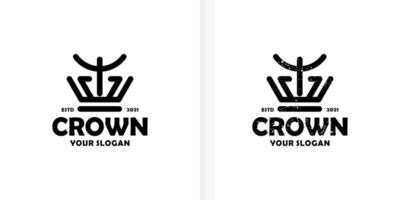 Line art crown logo design vector