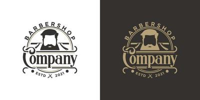 vintage barbershop logo inspiration vector