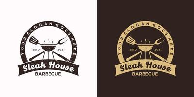 vintage steak house logo inspiration vector