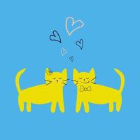 ilustración vectorial dibujar diseño de personajes pareja amor de gato. lindo diseño para tarjeta, estampado de camiseta vector