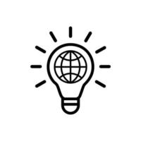 lightbulb with globe. global idea icon vector