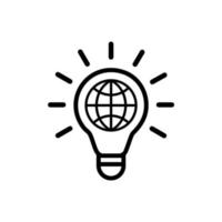 lightbulb with globe. global idea icon vector