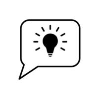 chat bubble with lightbulb. chat idea icon vector