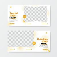 Cake menu banner promotion template design vector