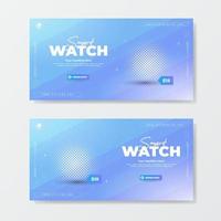 Gradient blue color smart watch banner template vector