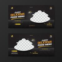 plantilla de promoción de banner de menú de comida súper deliciosa vector