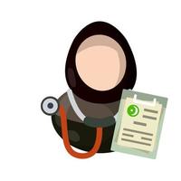 Doctor with stethoscope. Flat Icon of Islamic hospital. Treatment and health. vector