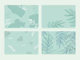 Simple Clean Green Floral Background Set