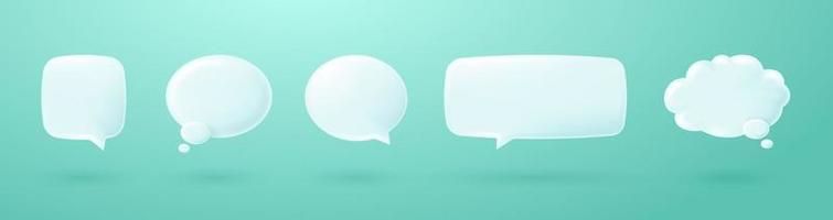 3d white speech bubble chat icon collection vector