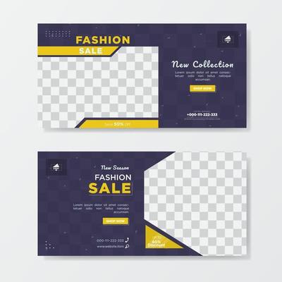 Banner of fashion sale promotion template blue color