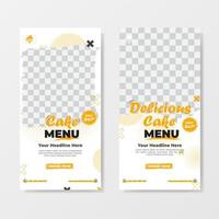 Cake menu template banner design promotion vector