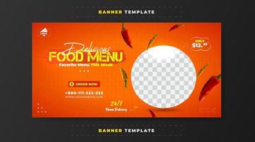 Delicious food menu promotion banner template vector