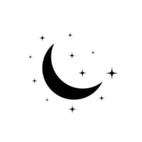 Crescent Moon and Star Icon Vector Isolated on White Background