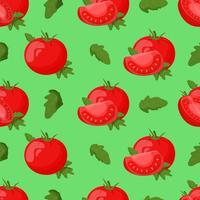 Cute tomatoes seamless pattern. Flat vector illustration.