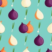 Cute onion seamless pattern. Flat vector illustration.