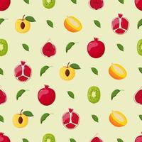 Fruits seamless pattern. Vegetarian food, healthy eating concept. Flat vector illustration.