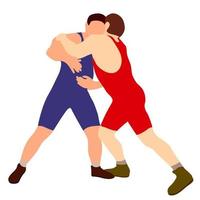 Athlete wrestler in wrestling, duel, fight. Greco Roman, freestyle, classical wrestling. vector
