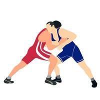 Athlete wrestler in wrestling, duel, fight. Greco Roman, freestyle, classical wrestling. vector