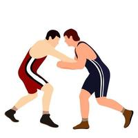 Athlete wrestler in wrestling, duel, fight. Greco Roman, freestyle, classical wrestling. vector