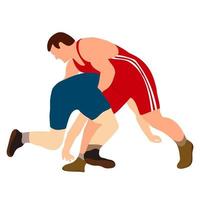 Athlete wrestler in wrestling, duel, fight. Greco Roman, freestyle, classical wrestling. vector