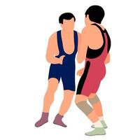 Athlete wrestler in wrestling, duel, fight. Greco Roman, freestyle, classical wrestling. vector