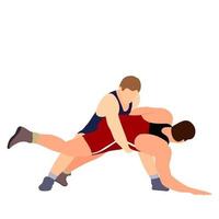 Athlete wrestler in wrestling, duel, fight. Greco Roman, freestyle, classical wrestling. vector