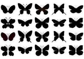 Set of outline silhouette insect butterflies. Decorative design. vector