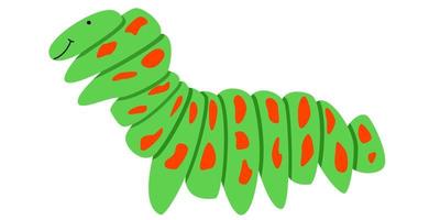 Vector illustration of a green caterpillar in a flat style