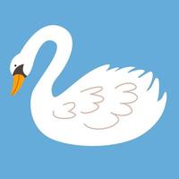 Vector illustration of a white swan in a flat style