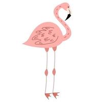 Vector illustration of pink flamingo on tree in flat style