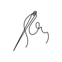 Sewing needle, hand-drawn doodle in sketch style. Needle and thread. Handmade. Thread. Vector simple illustration