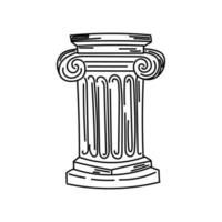 columna griega, garabato de estilo boceto dibujado a mano. antigua Grecia. columna iónica. ilustración vectorial sencilla vector