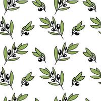 A seamless pattern of olive branches, hand-drawn doodle elements. Olive A symbol of peace and victory. An evergreen tree vector