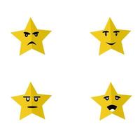 Set of star expression face. Star face emotion concept. Isolated star character. vector