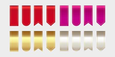 conjunto de colección de etiquetas de etiquetas de cintas púrpuras plateadas doradas rojas de lujo vector