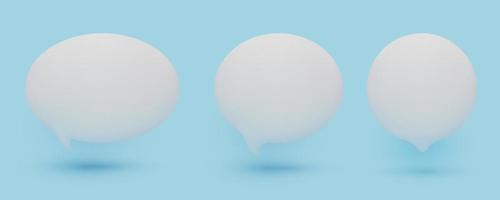 conjunto de lindos iconos de burbujas de habla blanca en 3d, aislados en fondo rosa pastel. conjunto de iconos de chat 3d de malla vectorial vector