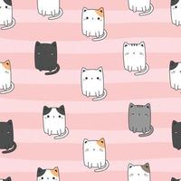 Seamless pattern with cute chubby cats cartoon on pink background vector