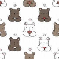 Seamless pattern with cute polar bear and bear cartoon on white background vector