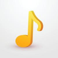 gold music 3d icon 3d render cartoon style vector